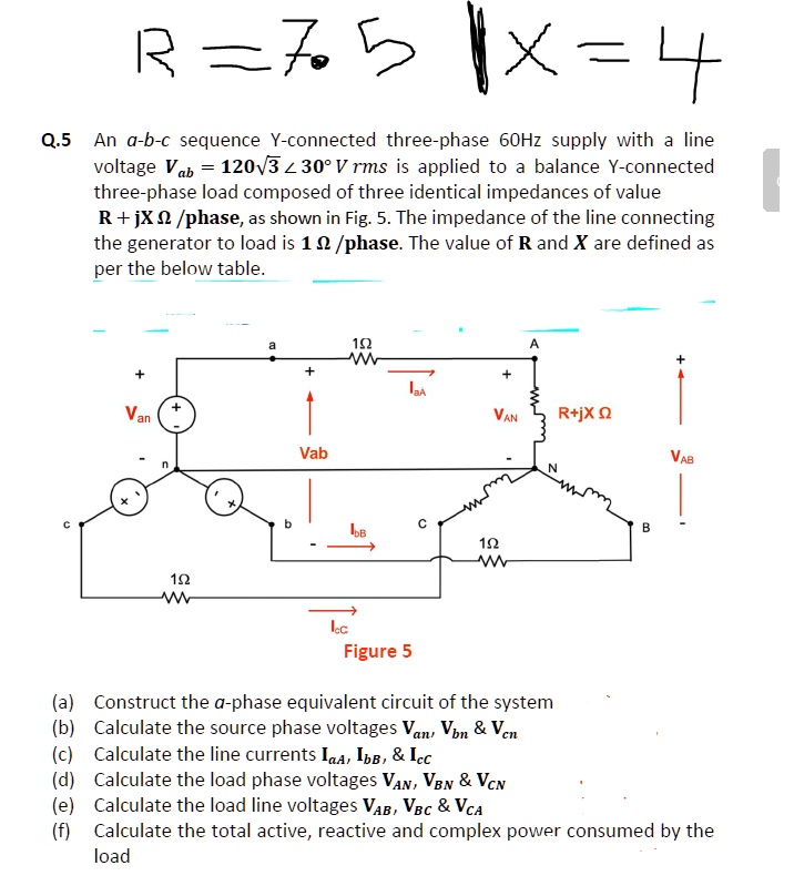 Solved Q An A B C Sequence Y Connected Three Phase Hz Supply With