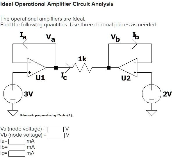 Solved Ideal Operational Amplifier Circuit Analysis The Operational