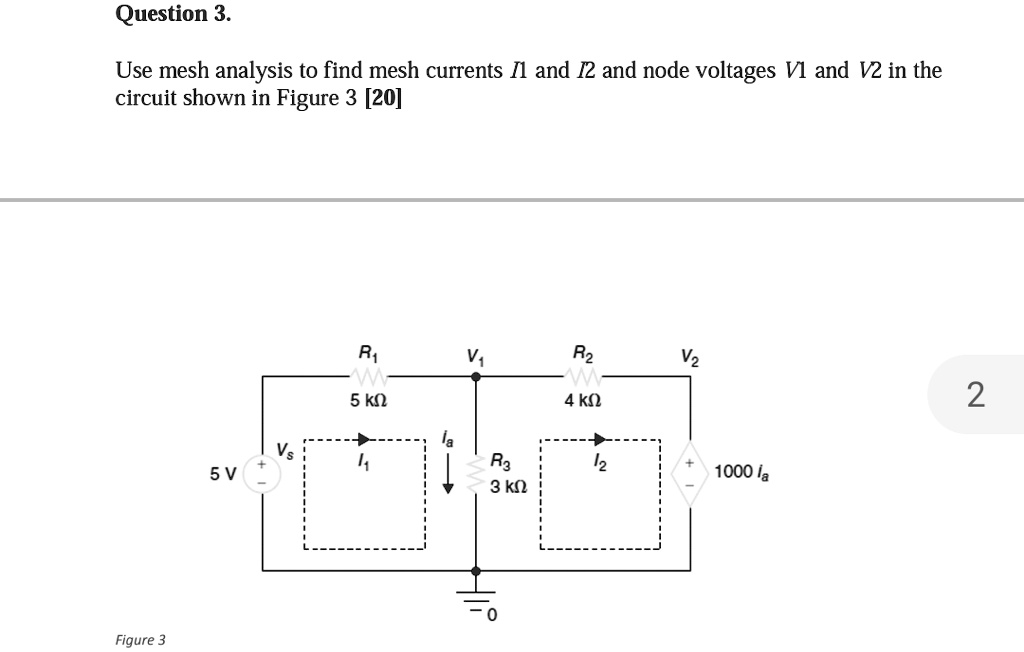 Solved Question Use Mesh Analysis To Find Mesh Currents Il And I