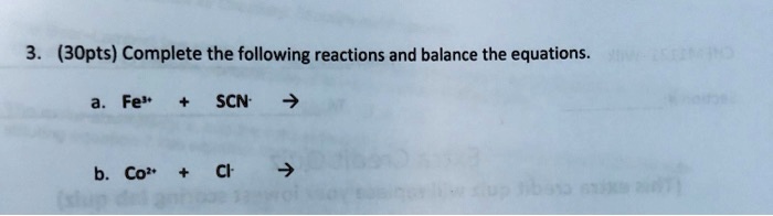 SOLVED Complete The Following Reactions And Balance The Equations Fe