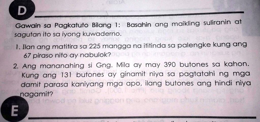 Solved Gawain Sa Pagkatuto Bilang Basahin Ng Maikling Suliranin At