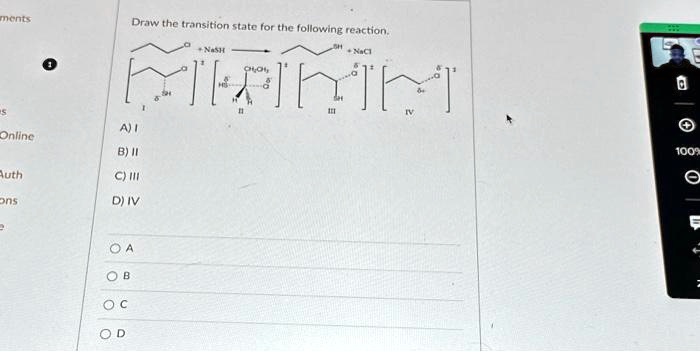 SOLVED Draw The Transition State For The Following Reaction NaSH NaCl