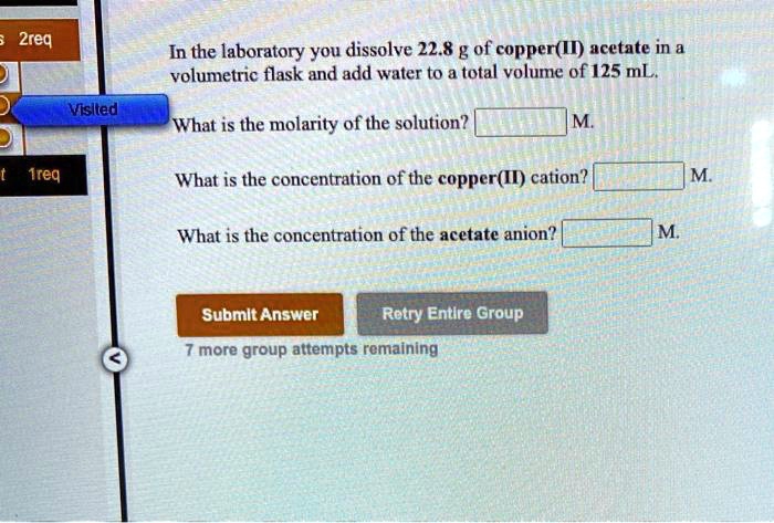 Solved In The Laboratory You Dissolve G Of Copper Ii Acetate In