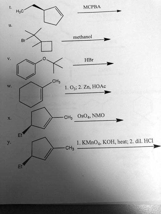 Solved Mcpba H C Methanol Hbr Ch Zn Hoac Cha Oso Nmo