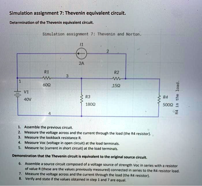 Solved Simulation Assignment Thevenin Equivalent Circuit