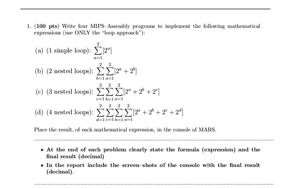 The Questions Are Attached Pts Write Four Mips Assembly Programs To