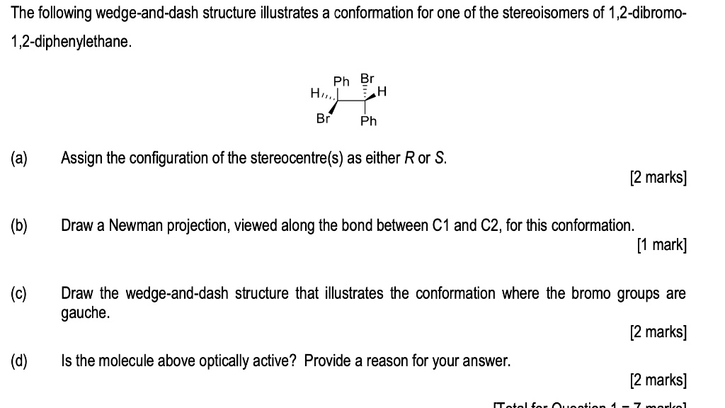 Solved The Following Wedge And Dash Structure Illustrates A