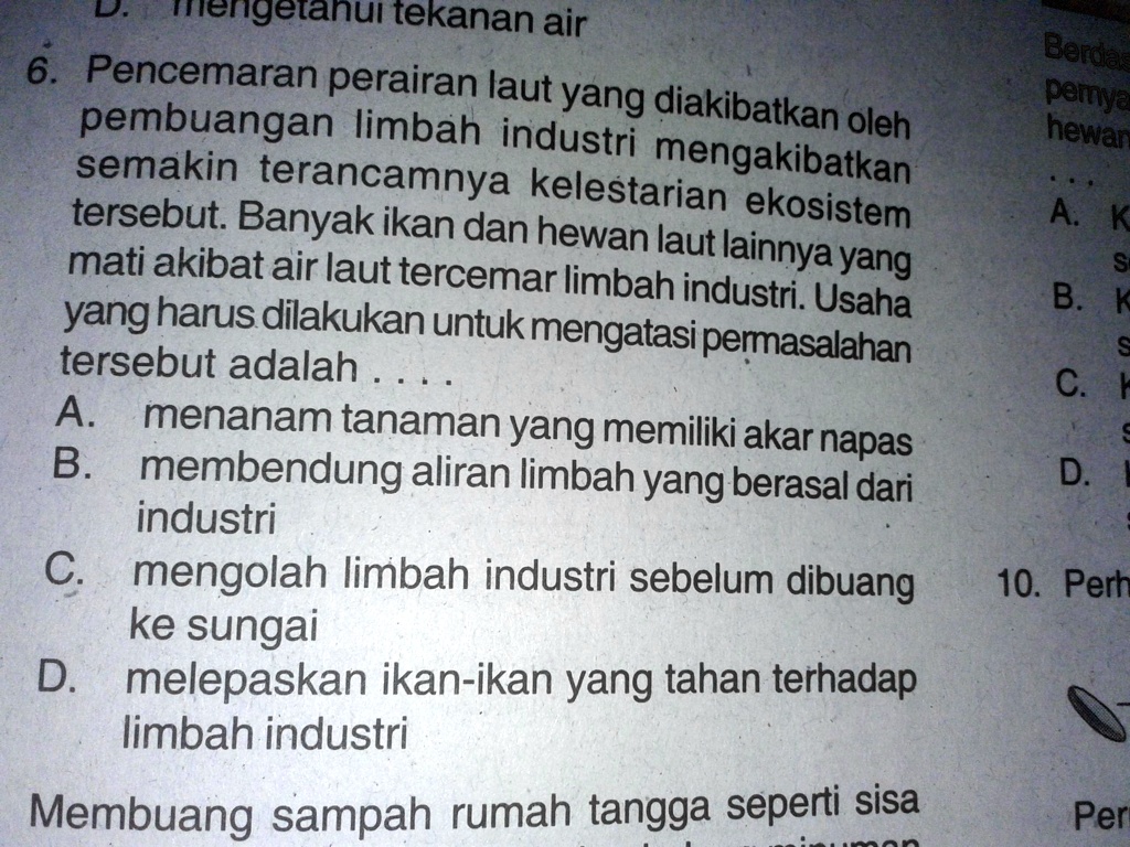 SOLVED Pencemaran Air Perairan Laut Yang Diakibatkan Limbah Industri