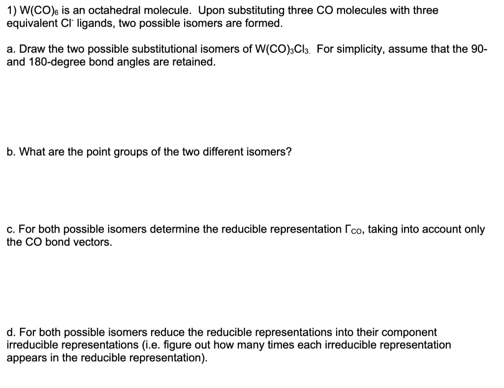 Solved W Cojs Is An Octahedral Molecule Upon Substituting Three Co