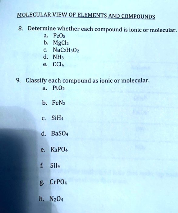 Solved Molecular View Of Elements And Compounds Determine Whether Each