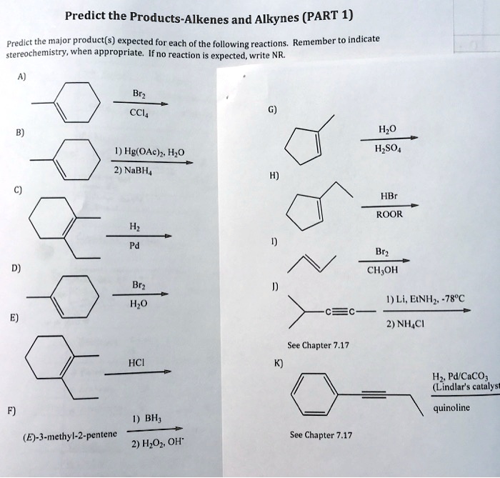 Solved Predict The Products Alkenes And Alkynes Part Predict E The