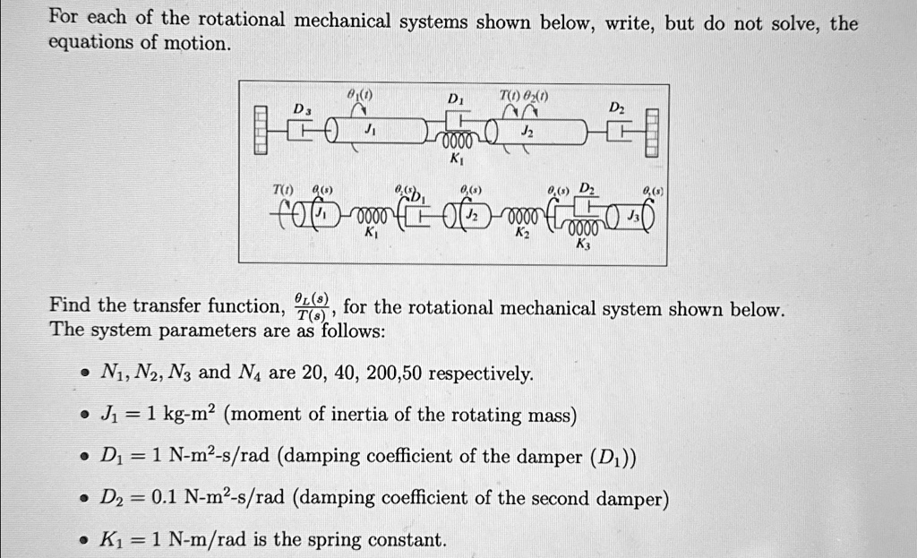 For Each Of The Rotational Mechanical Systems Shown Below Write But Do