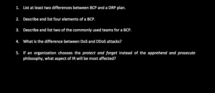 Solved List At Least Two Differences Between Bcp And Drp Plans