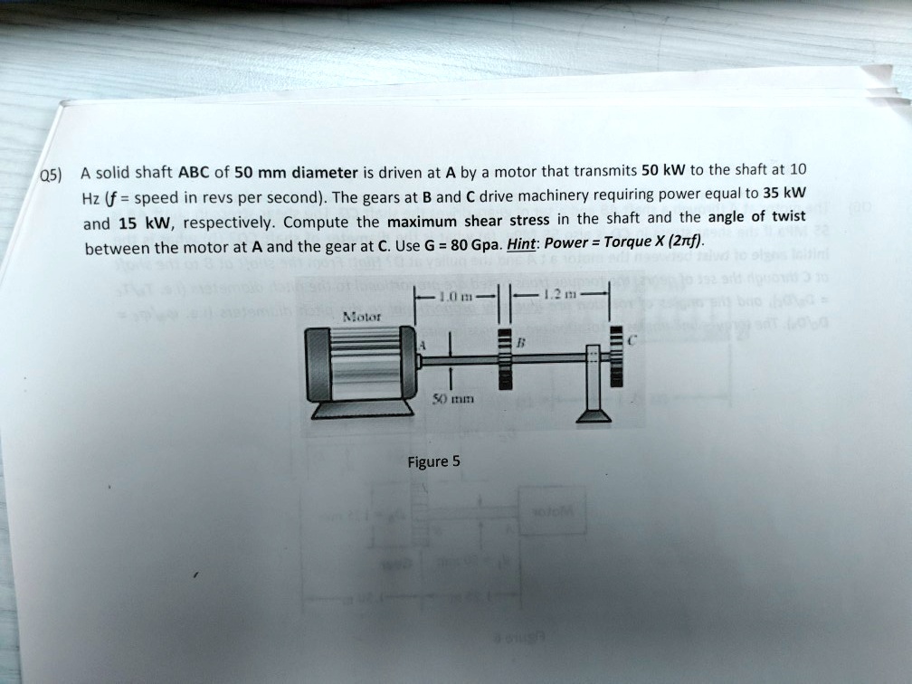 SOLVED Q5 A Solid Shaft ABC Of 50 Mm Diameter Is Driven At A By A