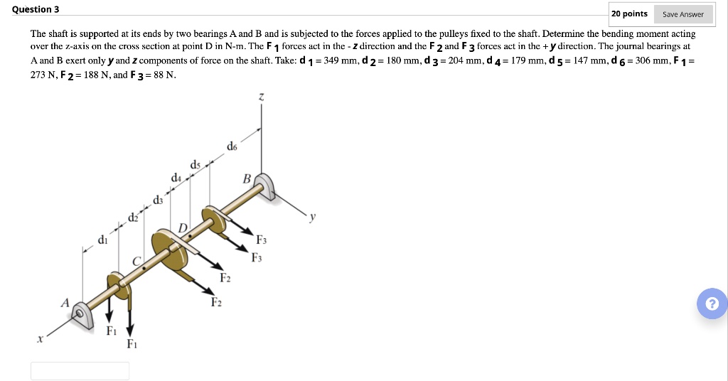 Solved Question Points Save Answer The Shaft Is Supported At Its