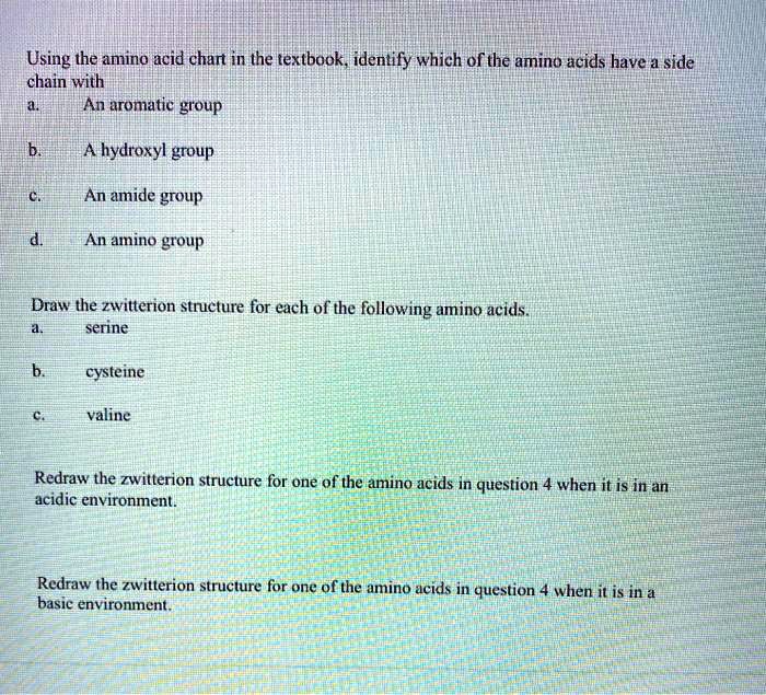 Solved Using The Amino Acid Chart In The Textbook Identify Which Of