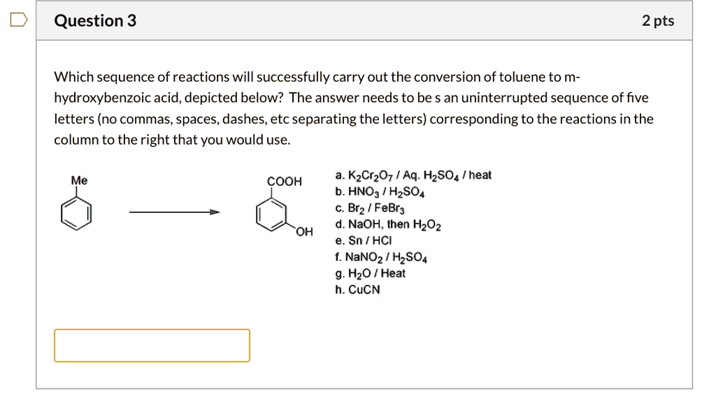 Solved Question Pts Which Sequence Of Reactions Will Successfully