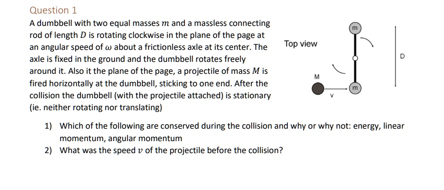 SOLVED A Dumbbell With Two Equal Masses M And A Massless Connecting