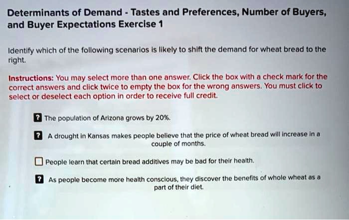 Solved Text Determinants Of Demand Tastes And Preferences Number