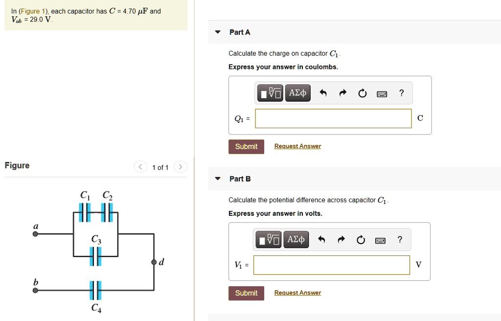 SOLVED In Figure 1 Each Capacitor Has C 4 70 PF And Vab 29 0 V