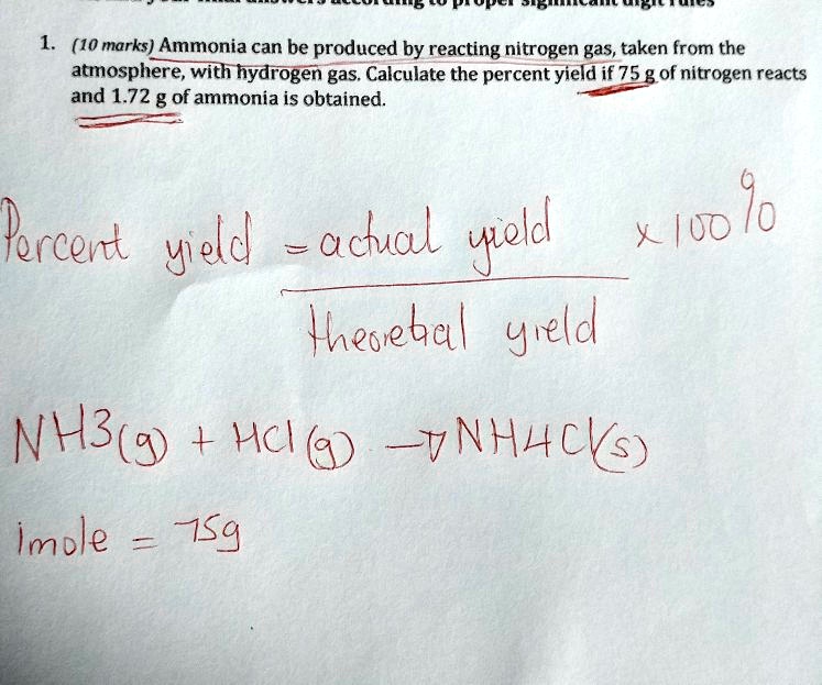 SOLVED Ammonia Can Be Produced By Reacting Nitrogen Gas Taken From