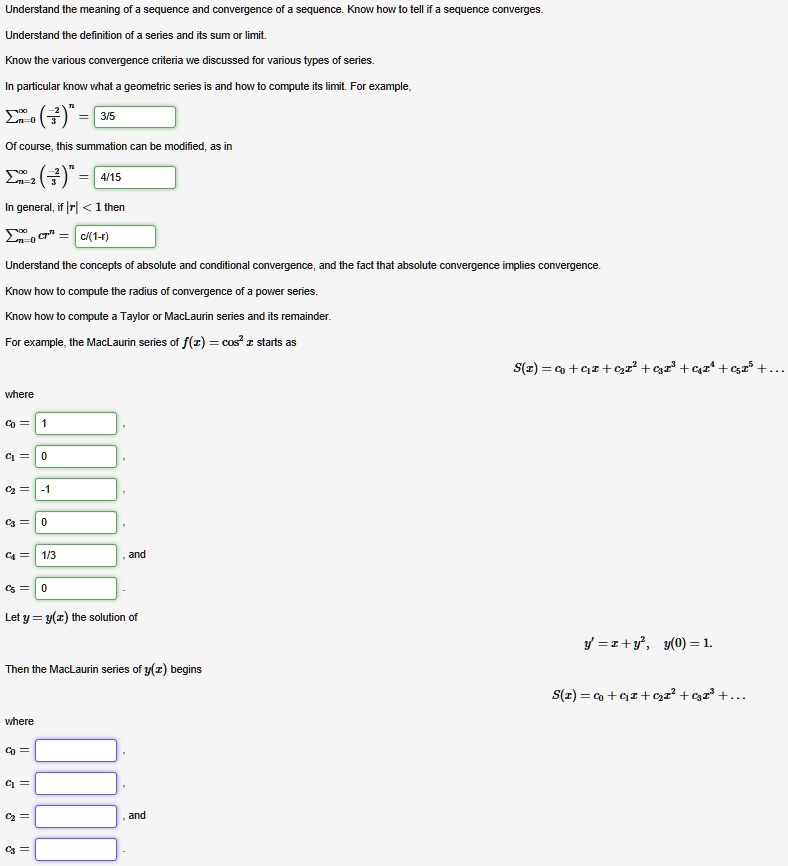 Understand The Meaning Of A Sequence And Converdences Solvedlib