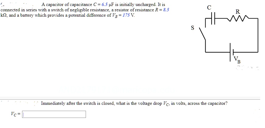 SOLVED A Capacitor Of Capacitance C 6 5 PF Is Initially Uncharged It