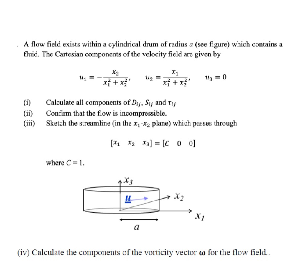 Solved A Flow Field Exists Within A Cylindrical Drum Of Radius A See