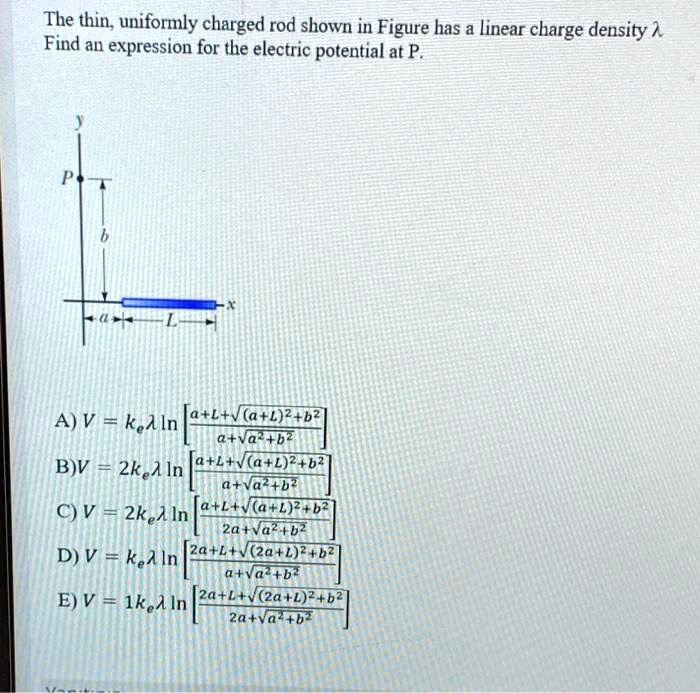 The Thin Uniformly Charged Rod Shown In Figure Has A Solvedlib