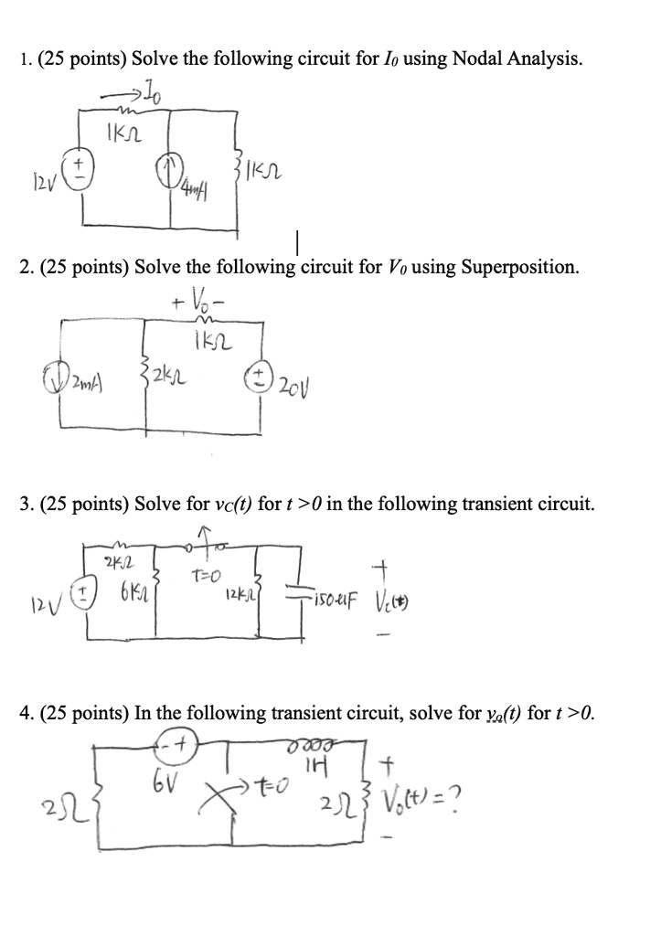 Solved Points Solve The Following Circuit For Io Using Nodal