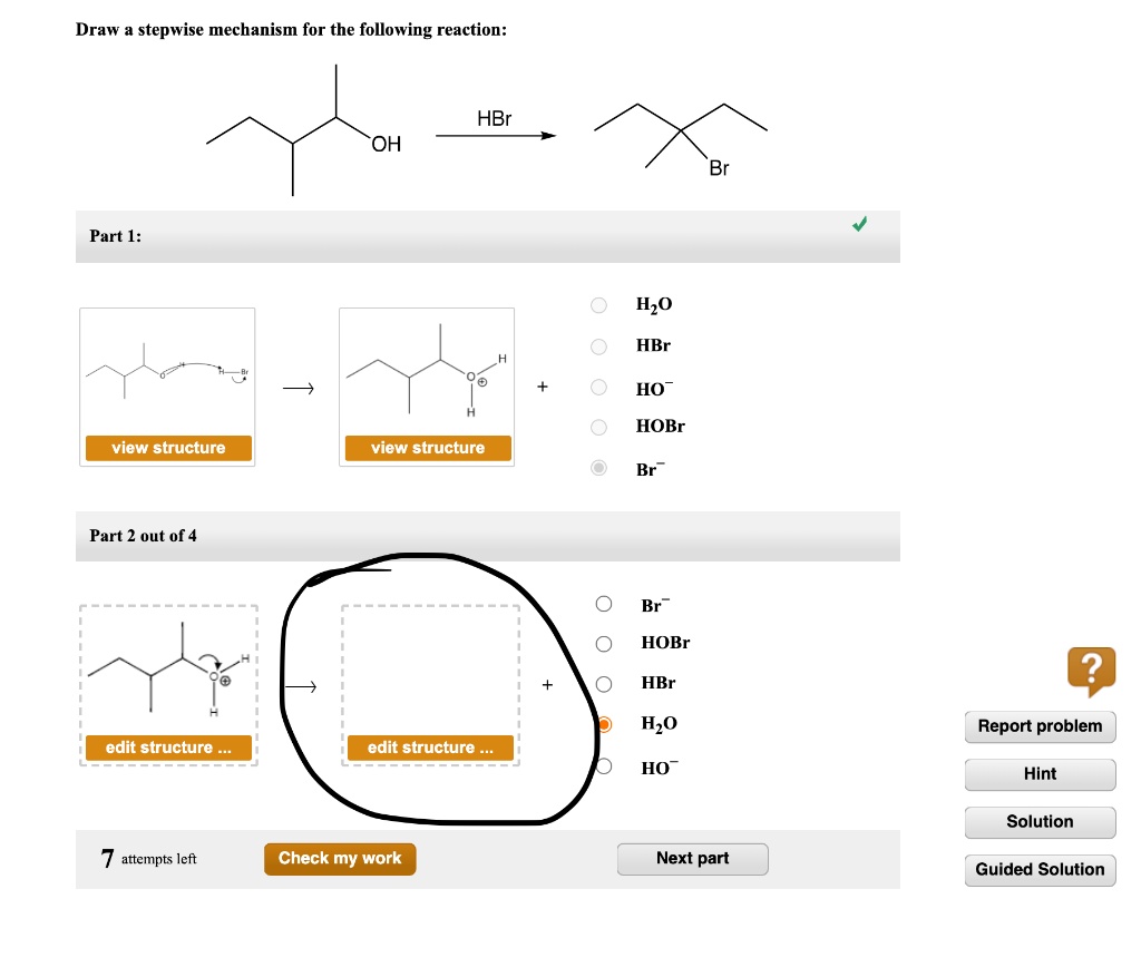 Solved Draw The Stepwise Mechanism For The Following Reaction Hbr