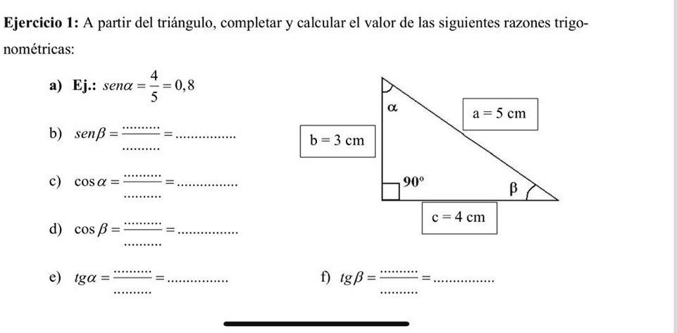 Solved A Partir Del Tri Ngulo Completar Y Calcular El Valor De Las