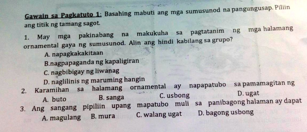 Solved Pakisagot Nalang Po Thank You Po Basahing Mabuti Ang Mga