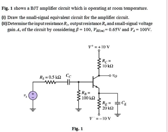 SOLVED Fig 1 Shows A BJT Amplifier Circuit Operating At Room