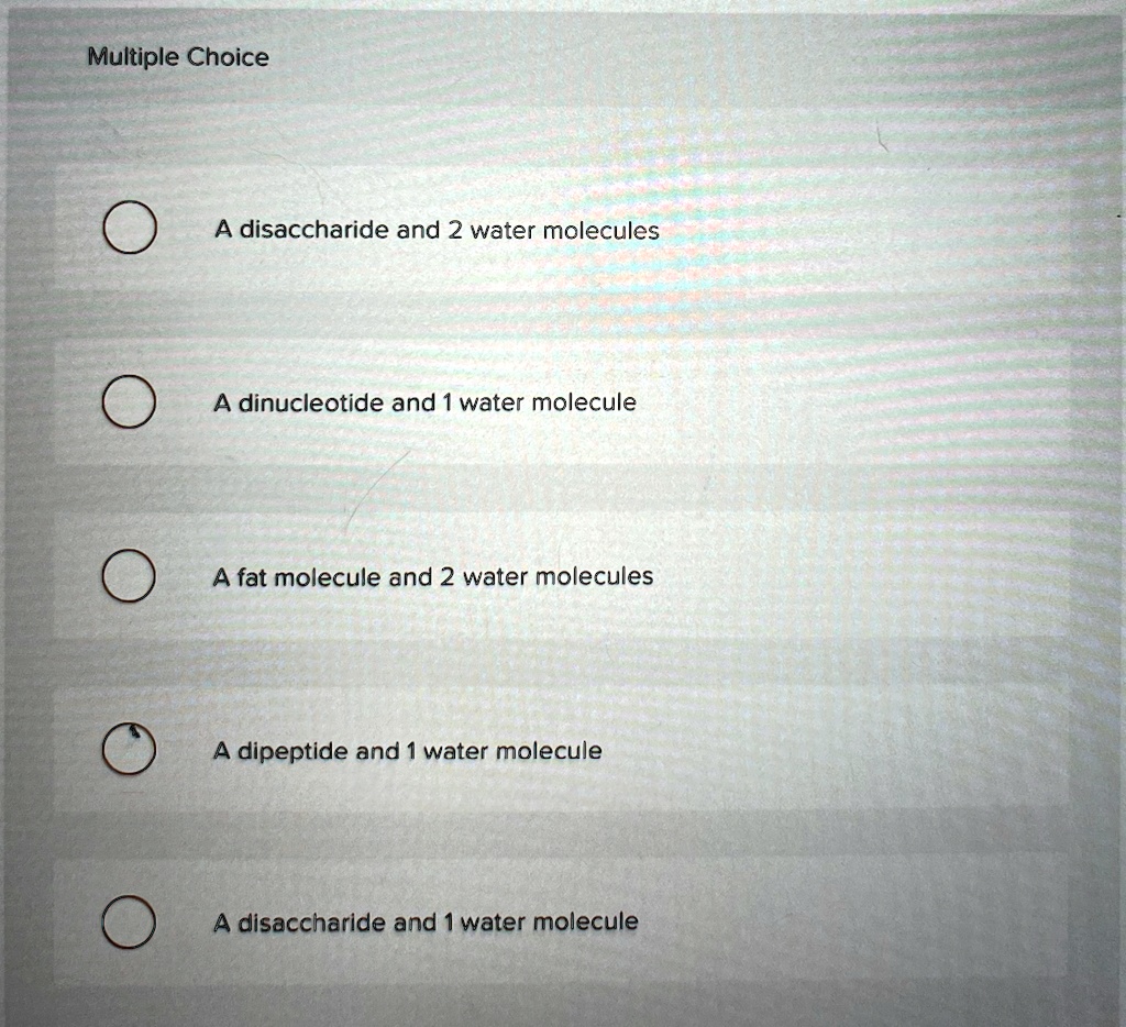 SOLVED A Disaccharide And 2 Water Molecules A Dinucleotide And 1 Water