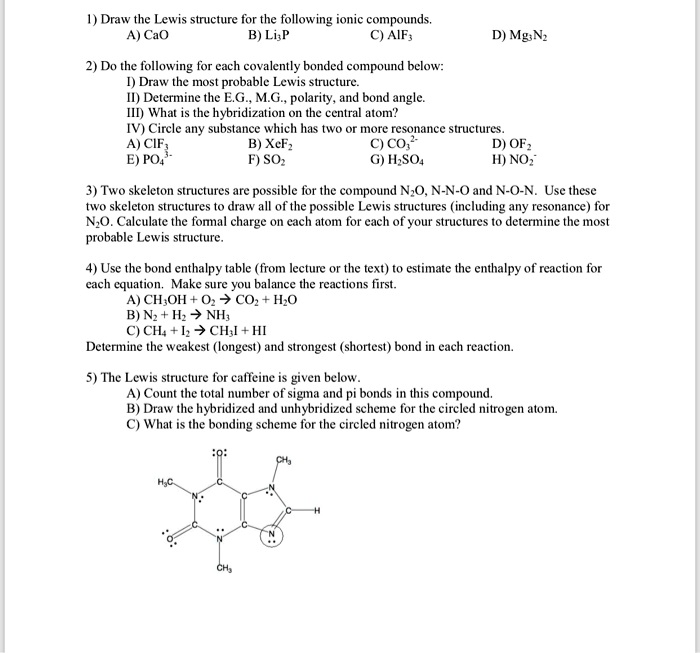 Solved Draw The Lewis Stnucture For The Following Ionic Compounds