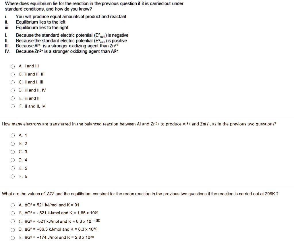 SOLVED Where Does Equilibrium Lie For The Reaction In The Previous