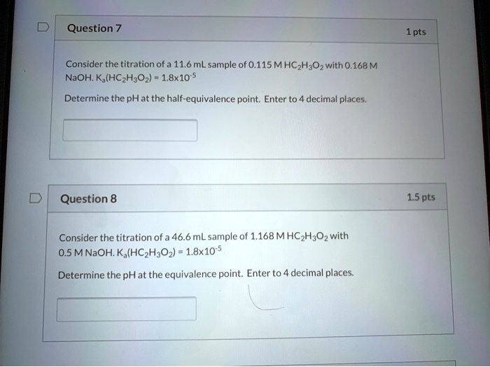 Solved Question Pts Consider The Titration Ofa Ml Sample F