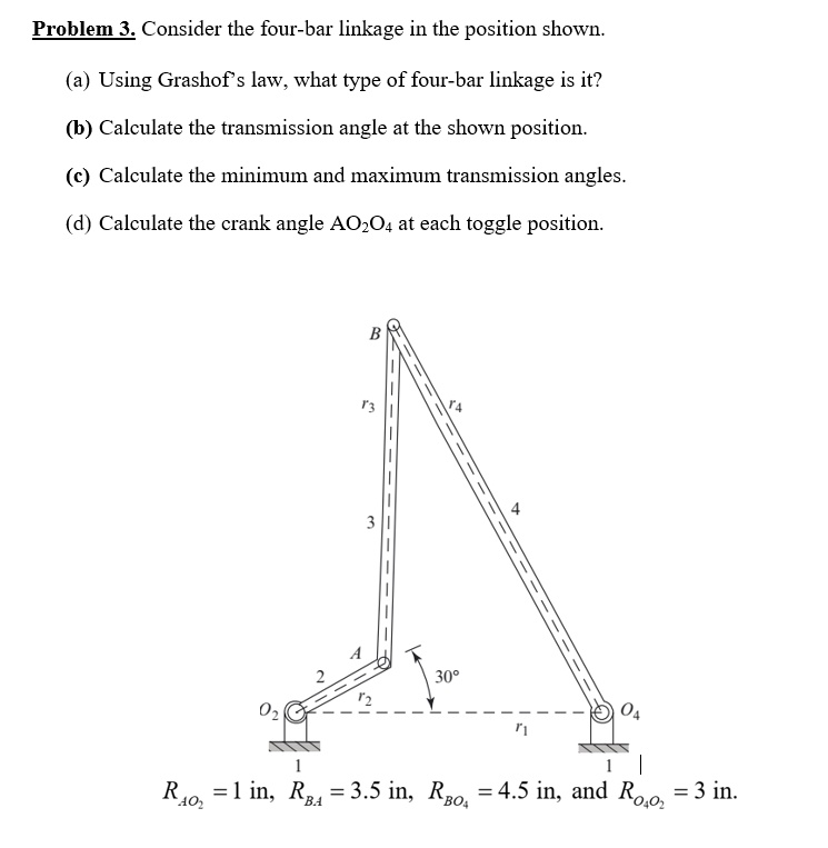 Solved Problem Consider The Four Bar Linkage In The Position Shown