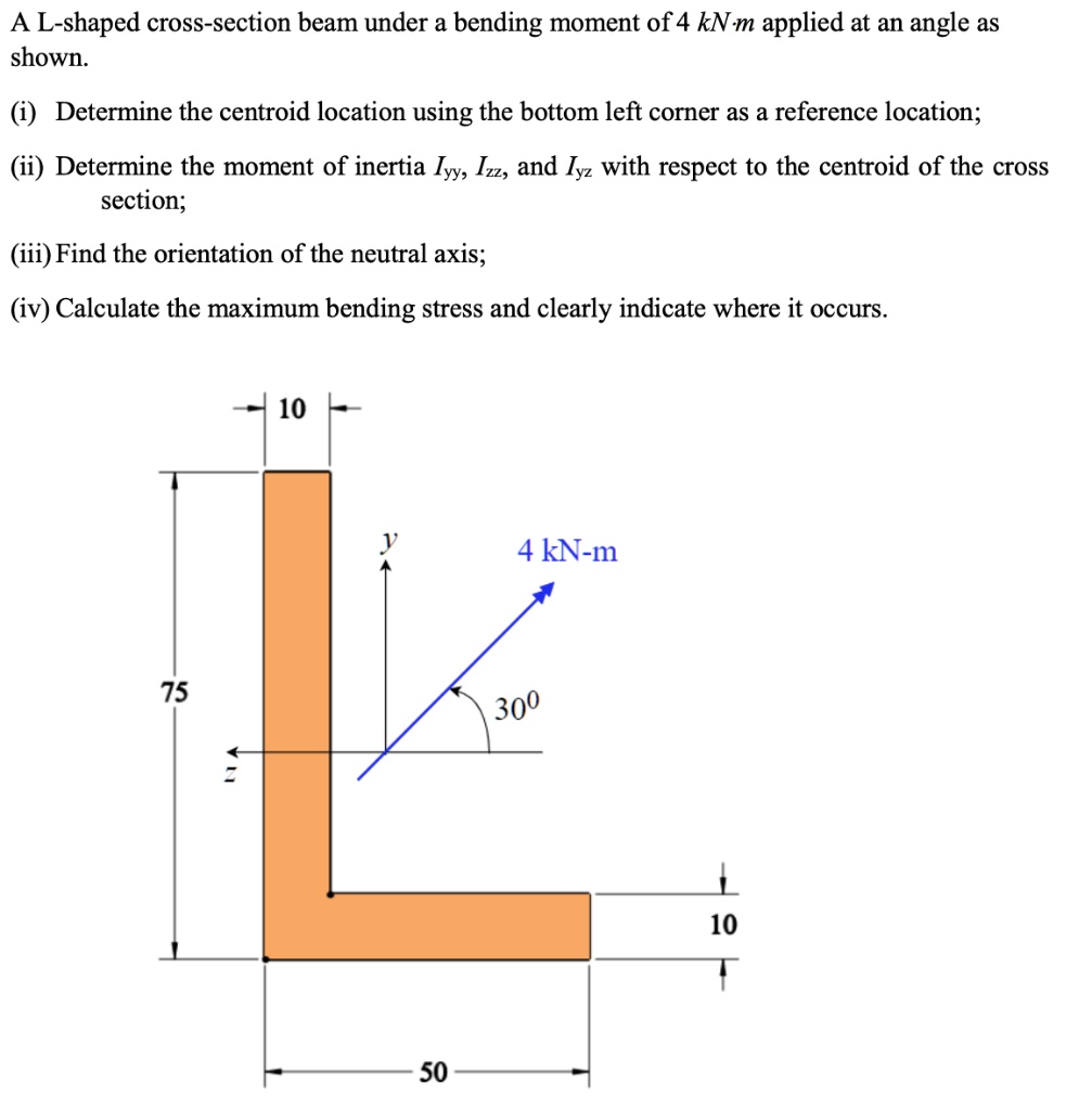 Solved A L Shaped Cross Section Beam Under A Bending Moment Of Kn M