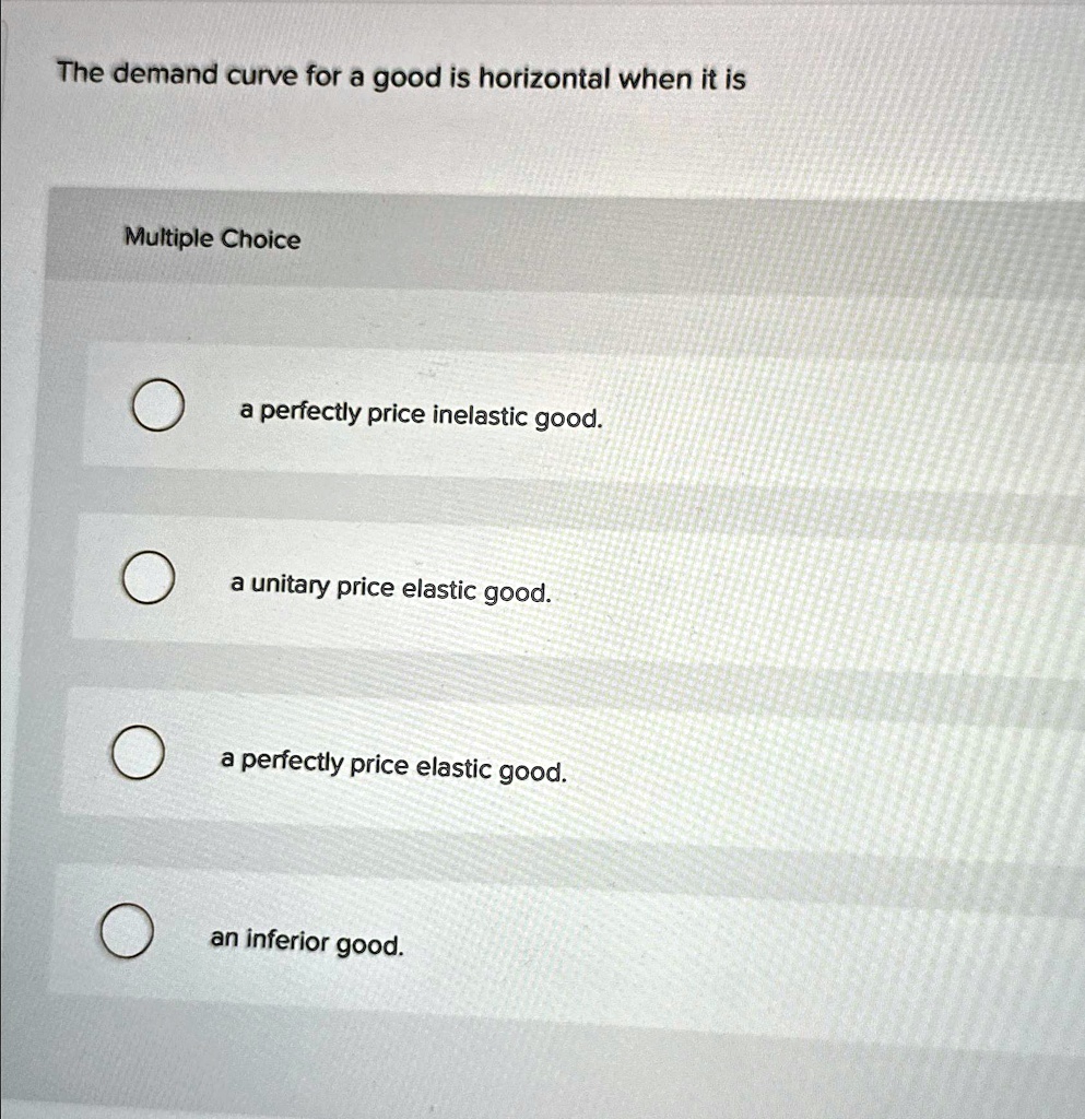 SOLVED The Demand Curve For A Good Is Horizontal When It Is Multiple