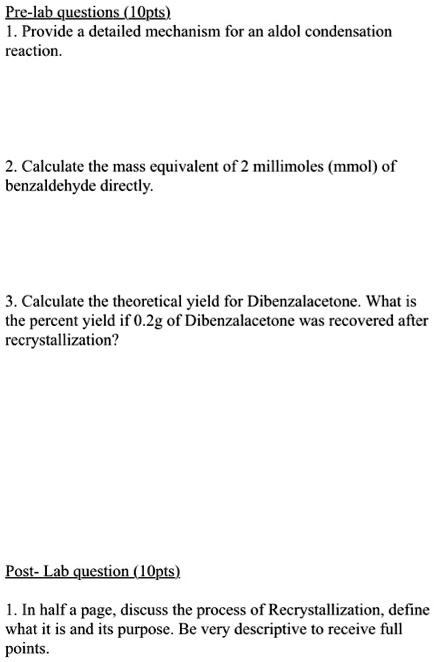 Solved Pre Lab Questions Lqpts Provide A Detailed Mechanism For