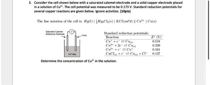 SOLVED Consider The Cell Shown Below With Saturated Calomel Electrode