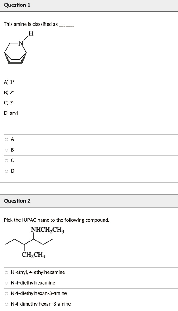 Solved This Amine Is Classified As A B C D Aryl Question