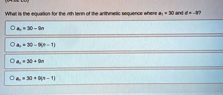 What Is The Equation For The Nth Term Of The Arithmetic Sequence Where