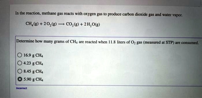 Solved In The Reaction Methane Gas Reacts With Oxygen Gas To Produce