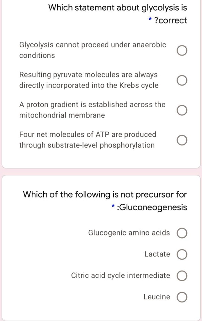 Solved Which Statement About Glycolysis Is Correct Glycolysis Cannot