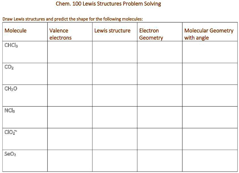 Solved Chem Lewis Structures Problem Solving Draw Lewis