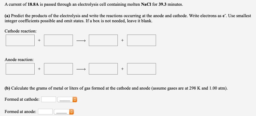 SOLVED A Current Of 18 84 Is Passed Through An Electrolysis Cell