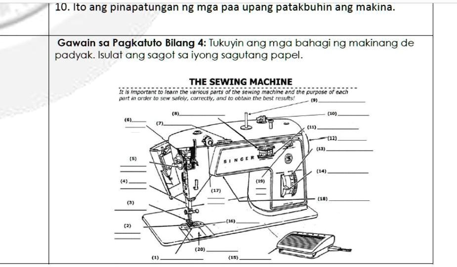 Ano Po Sagot Dito Po 10 Ito Ang Pinapatungan Ng Mga Paa Upang